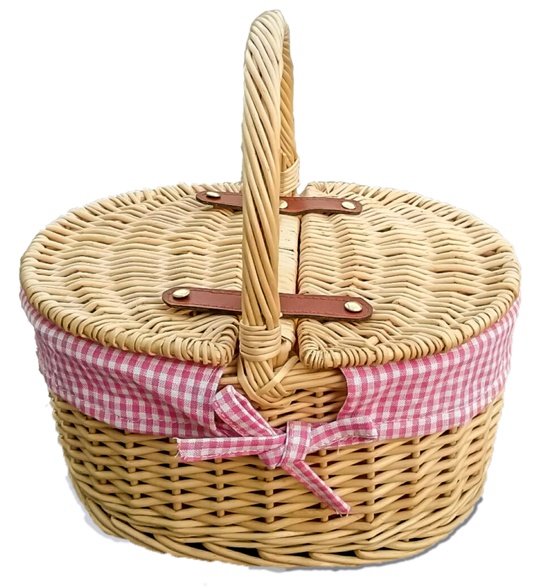 Child’s Picnic Basket Pink Gingham Lined – Home Products Basketware